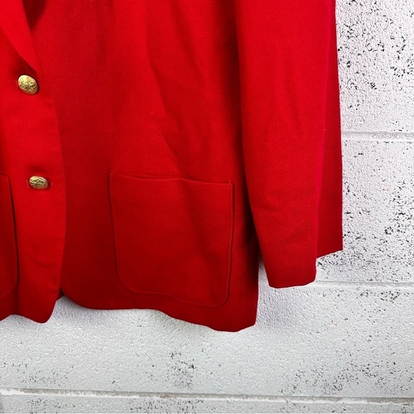 Vintage Pendleton Women's Size 10 Red Wool Blazer Two Gold Buttons Classic - Picture 6 of 6
